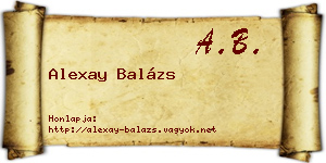 Alexay Balázs névjegykártya