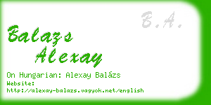balazs alexay business card